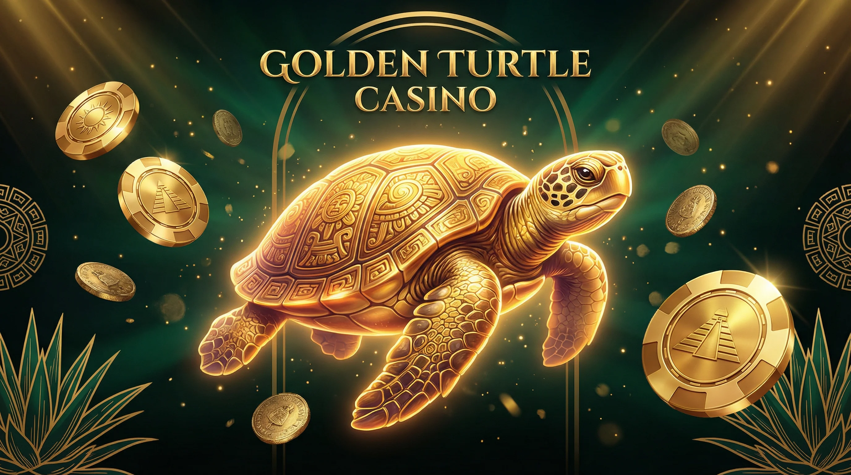 Casino 1xbet código promocional con tema de tortuga dorada y monedas de oro